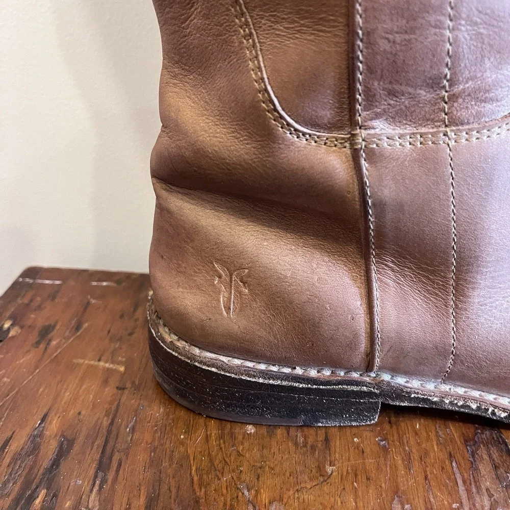 FRYE Boots Paige‎ Tall Riding Tan Leather Boots 77534 - Women's Size 7.5 B